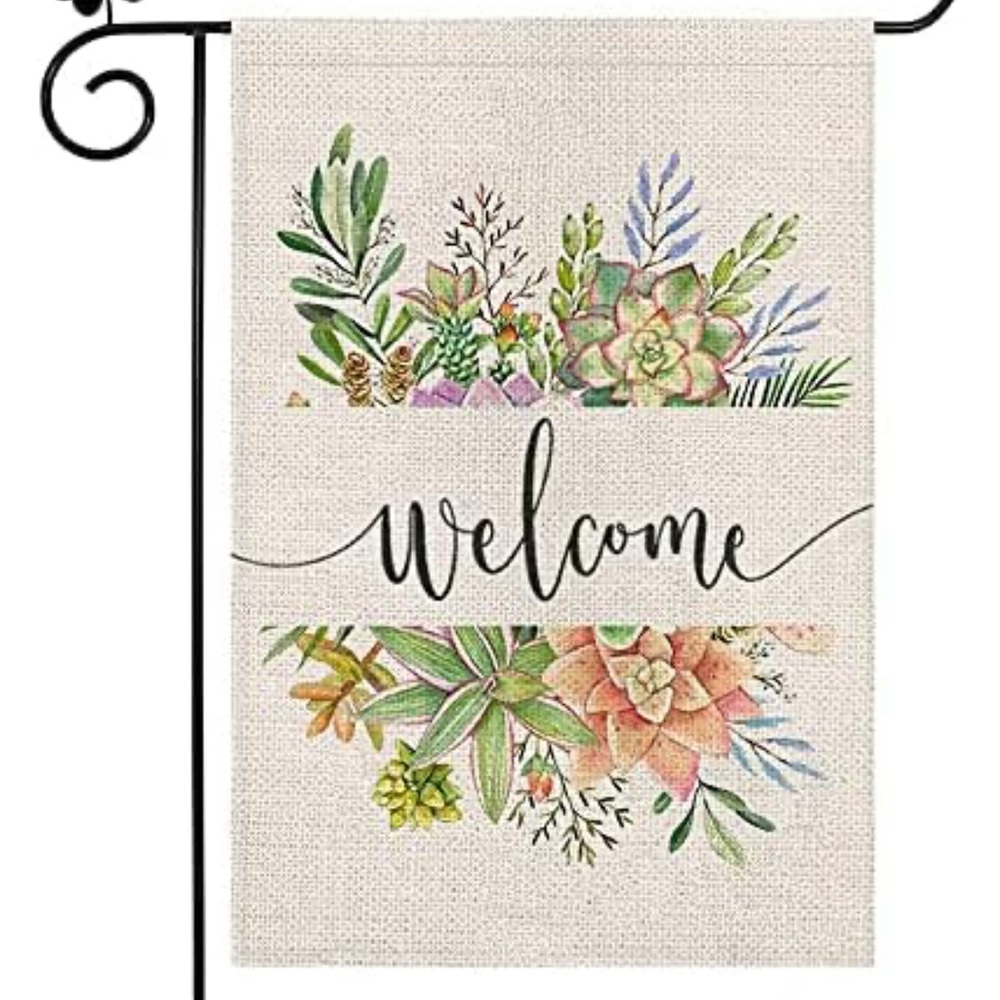 Floral Flower Welcome Garden Flag 12x18 Inch Double Sided Vertical Burlap Yard